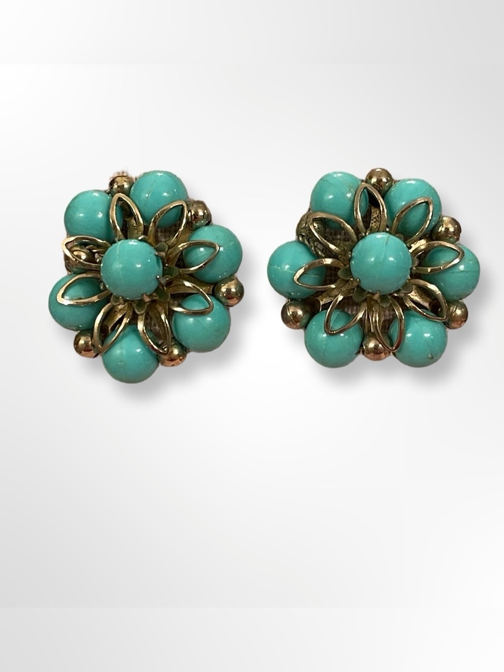 Vintage Coro Faux Turquoise Clip-On Earrings
